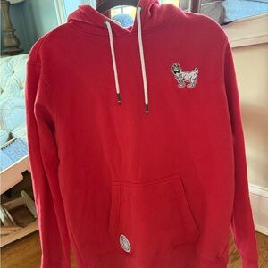 Men's Red Hoodie with Embroidered Patch